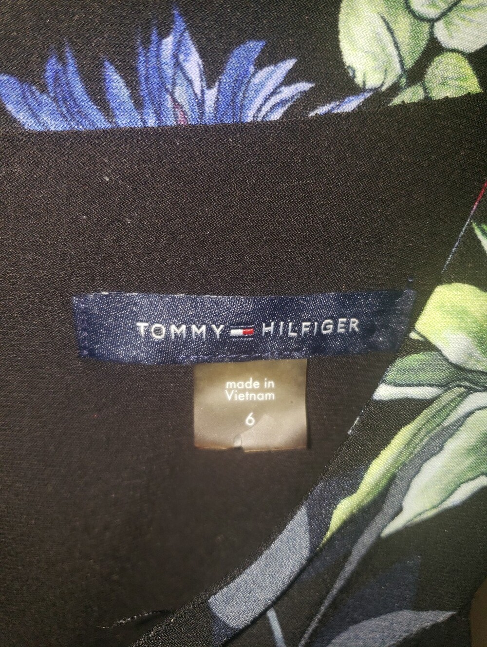 Tommy Hilfiger Black Floral Dress with Blue and Green Accents - Picture 4 of 4